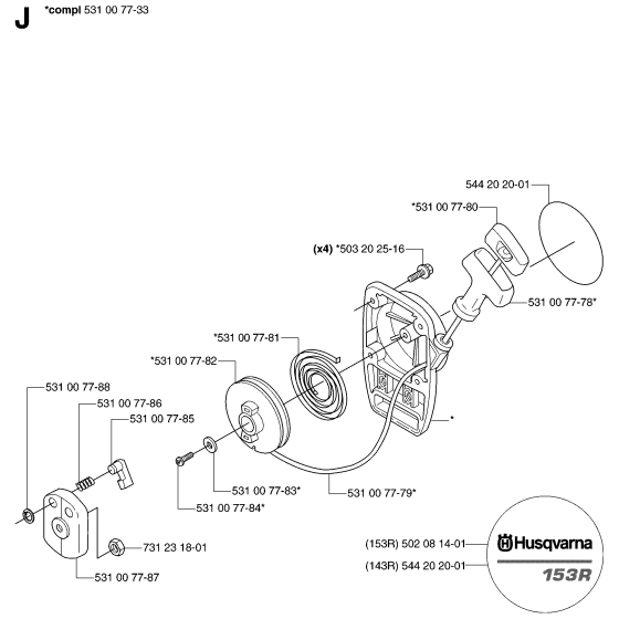 Starter for Husqvarna 153R Brushcutters