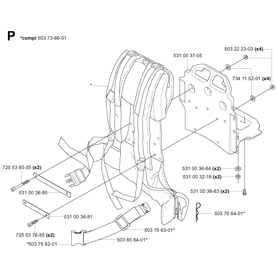 Harness Assembly For Husqvarna 155B Leaf Blowers