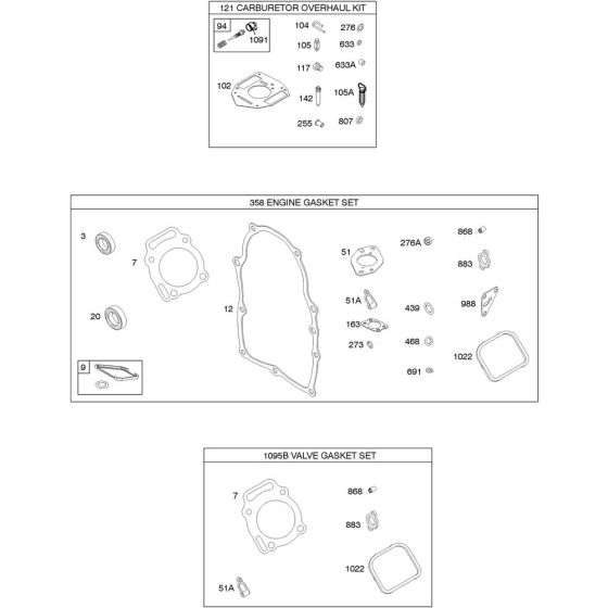 Carburettor Overhaul Assembly for Briggs and Stratton Model No.305447-3077-G1 Horizontal Shaft Engine