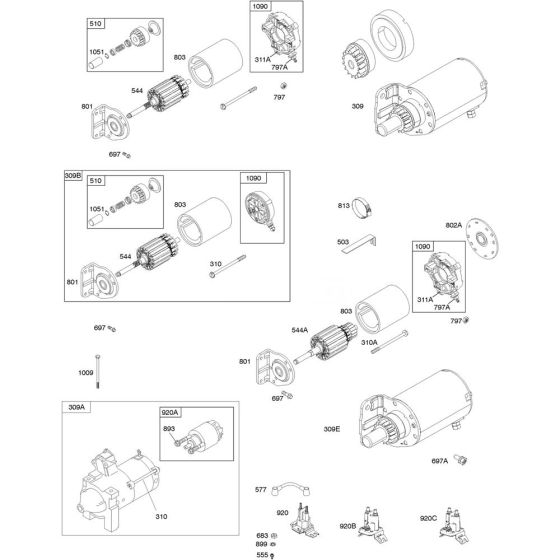 Electrical Starter Assembly for Briggs and Stratton Model No.305447-0285-G2 Horizontal Shaft Engine