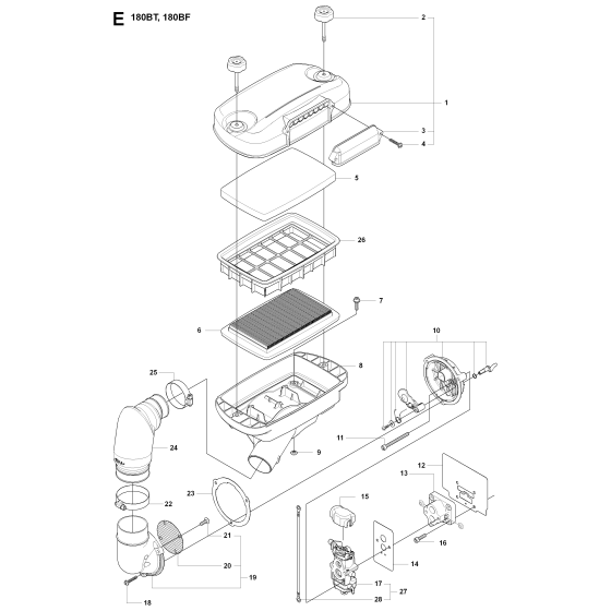 Carburetor & Air Filter Assembly For Husqvarna 180BF Leaf Blowers