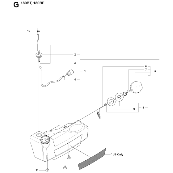 Fuel Tank Assembly For Husqvarna 180BT Leaf Blowers