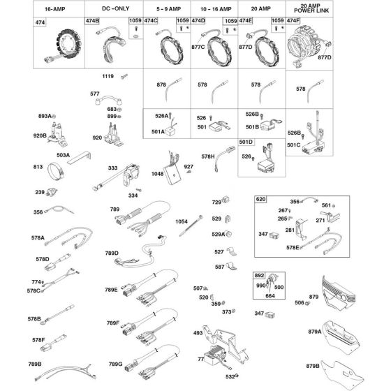 Alternator Assembly for Briggs and Stratton Model No.356447-3078-G1 Horizontal Shaft Engine