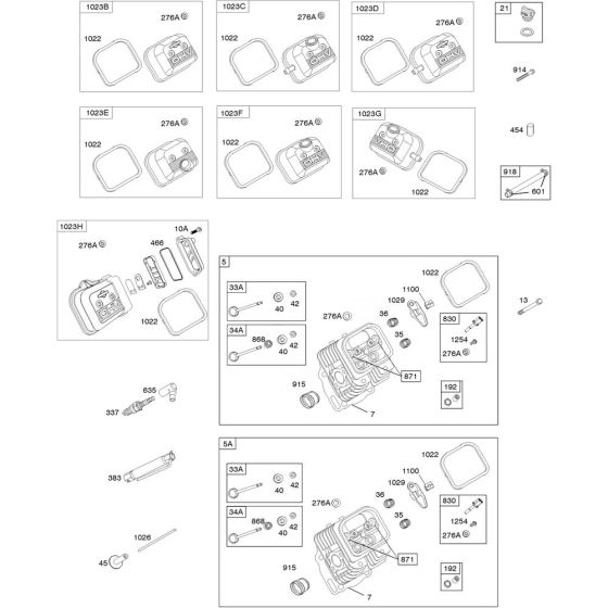 Cylinder Head Assembly for Briggs and Stratton Model No.356447-3087-G1 Horizontal Shaft Engine