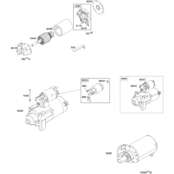 Electrical Starter Assembly 2 for Briggs and Stratton Model No.356447-3078-G1 Horizontal Shaft Engine