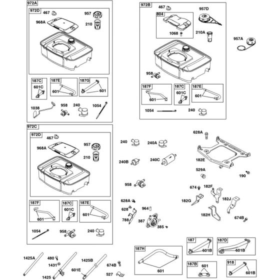 Fuel Supply Assembly for Briggs and Stratton Model No.356447-3077-G1 Horizontal Shaft Engine