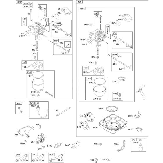 Carburettor Assembly 1 for Briggs and Stratton Model No. 356777-3034-G1 Vertical Shaft Engine