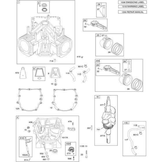 Crankcase Cover Assembly for Briggs and Stratton Model No. 356776-0006-G1 Vertical Shaft Engine