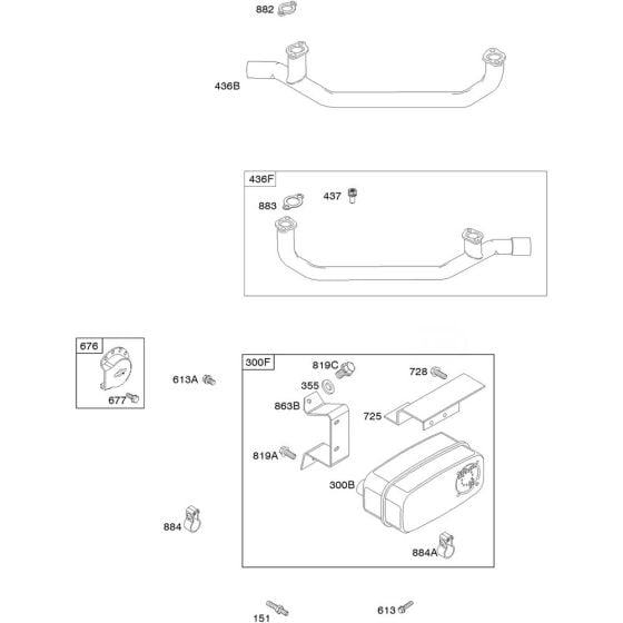 Exhaust System Assembly for Briggs and Stratton Model No. 356776-0006-G1 Vertical Shaft Engine