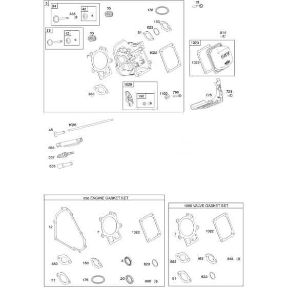 Cylinder Head Assembly for Briggs and Stratton Model No.19L232-0054-G1 Horizontal Shaft Engine