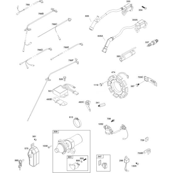 Alternator Assembly for Briggs and Stratton Model No.19N137-0052-F1 Horizontal Shaft Engine