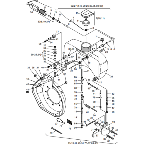 Fuel-5 Assembly for Hatz 1B20 Diesel Engine