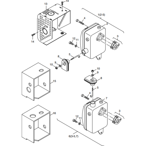 Exhaust Silencer Assembly for Hatz 1B30 Engine