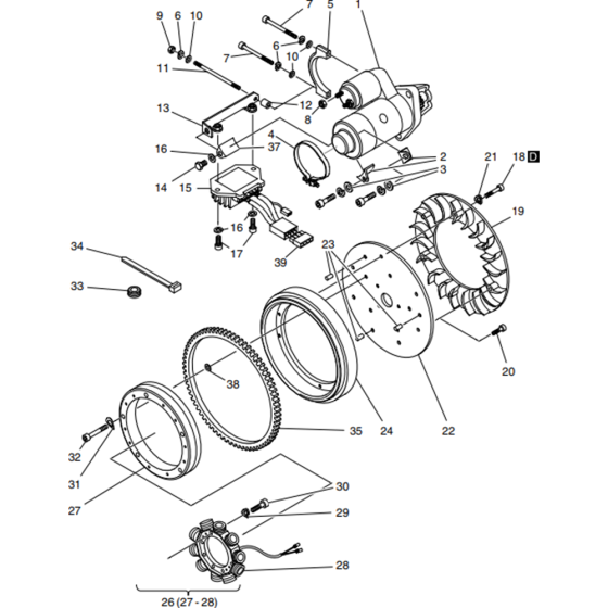 Starter, Altenator Assembly for Hatz 1B20 Diesel Engine