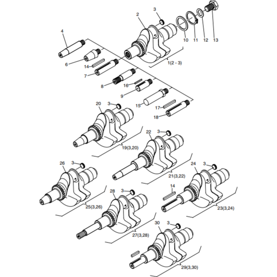 Crankshaft Assembly for Hatz 1B30 Engine