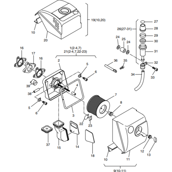 Air Filter Assembly for Hatz 1B40 Engines