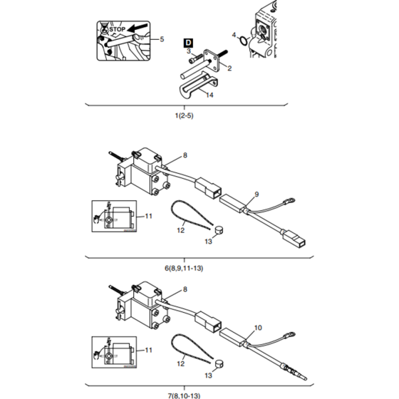 Engine Stop Device Assembly for Hatz 1B40 Engines