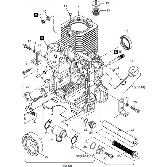 Crankcase Assembly for Hatz 1B40 Engines