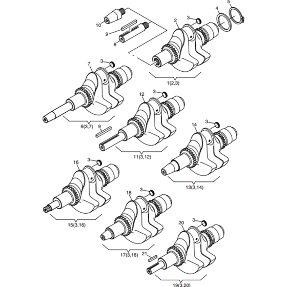 Crankshaft-2 Assembly for Hatz 1B40 Engines