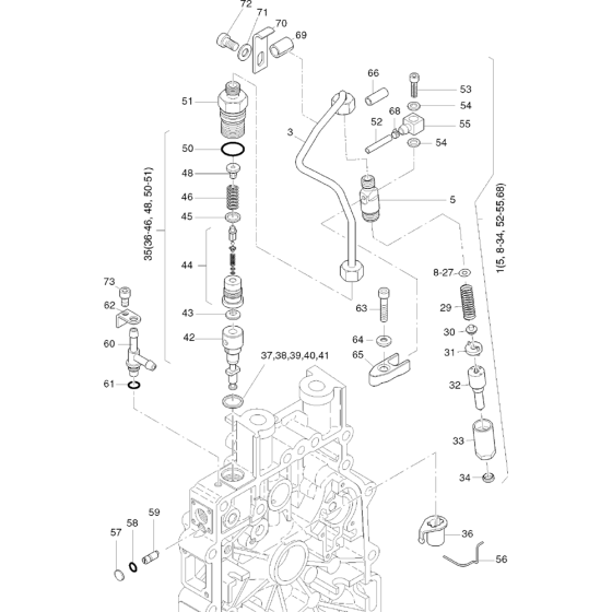 Injection Equipment Assembly for Hatz 1B50 (50.16) (50.12) M Basic Engine