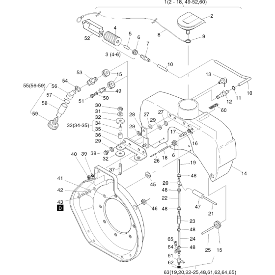 Fuel-g Assembly for Hatz 1B50 (50.16) (50.11) Z Equipments Engine