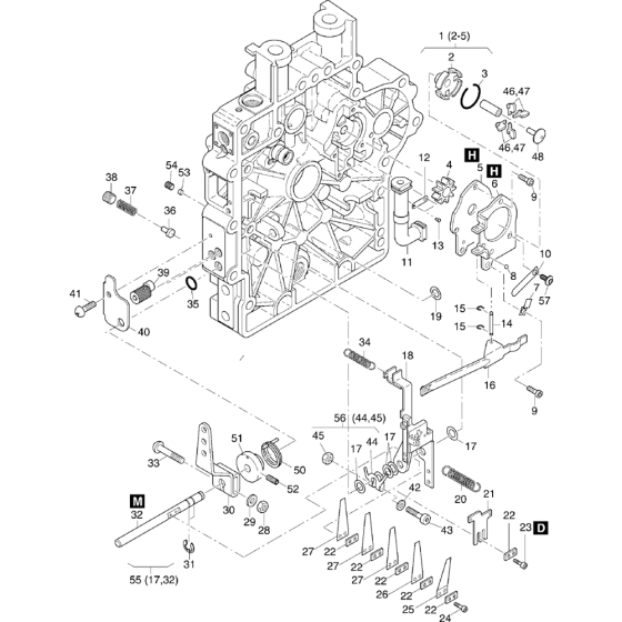 Oil Pump, Governor, Speed Control Assembly for Hatz 1B50 (50.16) (50.10) M Basic Engine