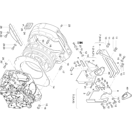 Air Ducting S, Z Assembly for Hatz 1D41 (41.22, 41.20) M Basic Engine