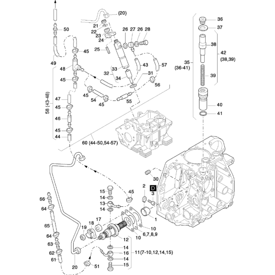 Extra Fuel Device, Injection Equipment Assembly fot Hatz 1D42 (42.11, 42.10) M Basic Engine