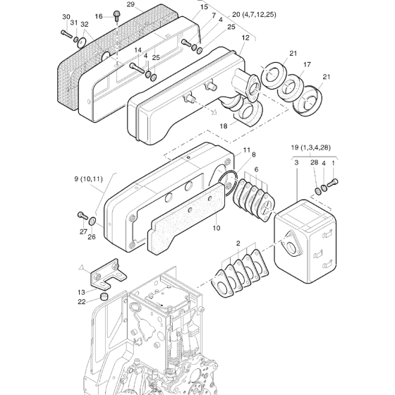 Exhaust silencer C Assembly fot Hatz 1D42 (42.11, 42.10) Z Equipments