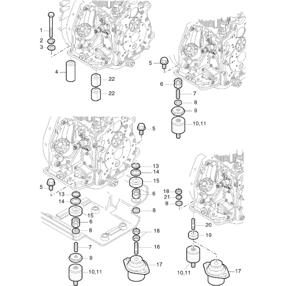 Engine Brackets Assembly fot Hatz 1D42 (42.11, 42.10) Z Equipments