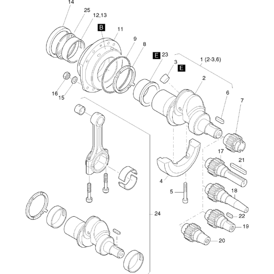 Crankshaft, Bearing Flange Assembly fot Hatz 1D42 (42.11, 42.10) M Basic Engine