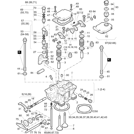 Cylinder Head Assembly fot Hatz 1D42 (42.11, 42.10) M Basic Engine