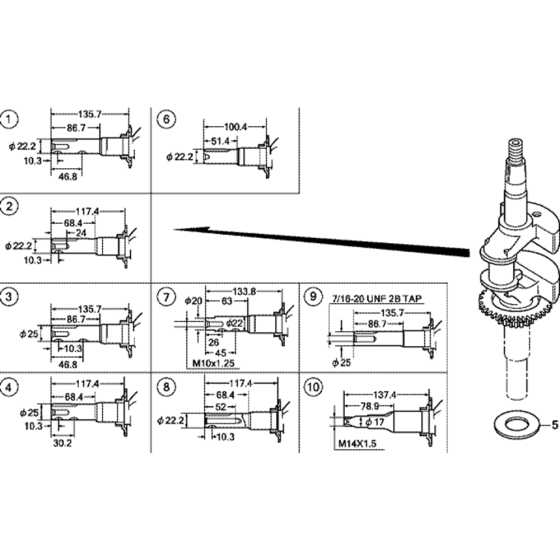 Crankshaft -1 Assembly for Honda GCV160LA0 Engines