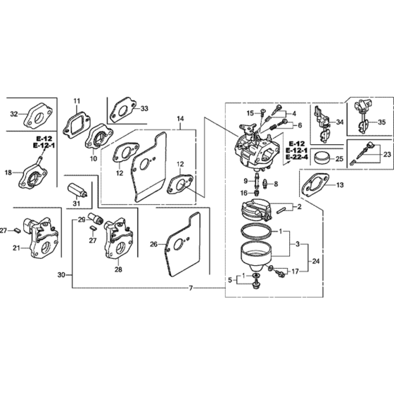 Carburetor Assembly for Honda GCV160LA0 Engines