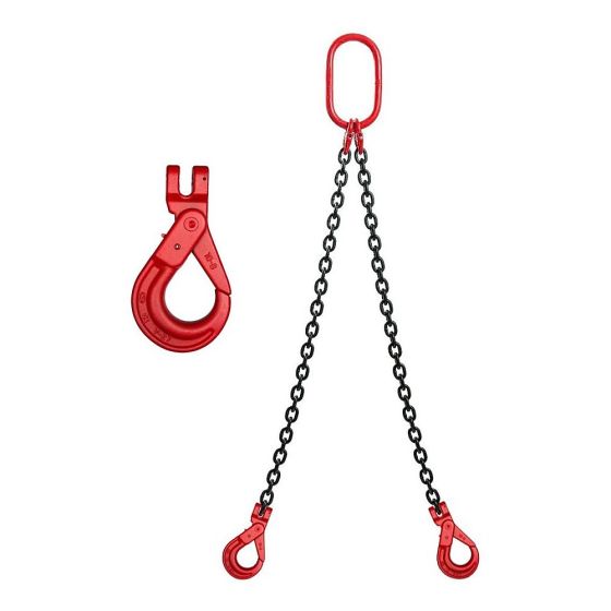 10mm Double Leg Lifting Chain Slings with Self Locking Clevis Hooks