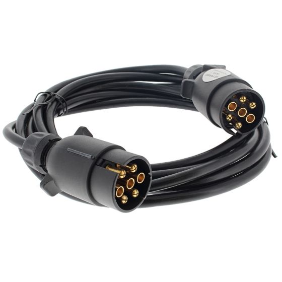 7-Pin Extension Lead, Male/Male, 3 Metre Length, Plug to Trailing Socket