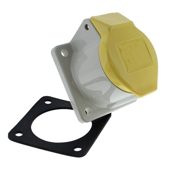 110v Panel Socket, Low Voltage, Size: 16 Amp, Colour: Yellow