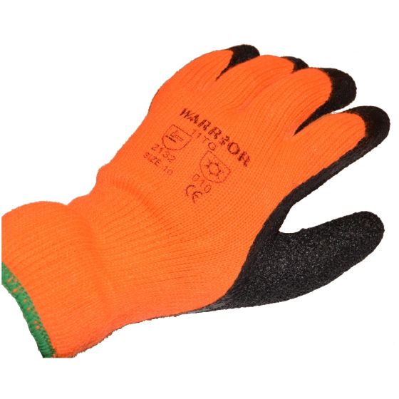 Thermo-Star Glove Knitted Liner Latex Palm & D/Dip Fingers (Orange) - Size: 10