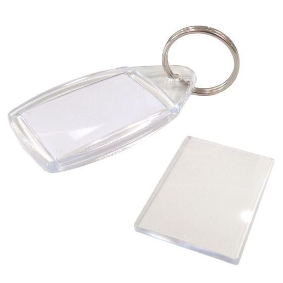 Key Fob, Clear Plastic with 35mm x 24mm Paper Insert - 100 Pack 