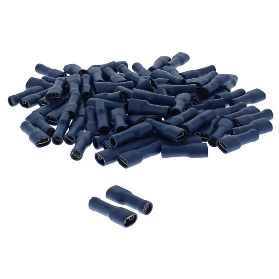 Blue 6.3mm Insulated Female Spade Terminals, 100 Pack