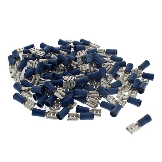 Blue 6.3mm Female Spade Terminal, 100 Pack