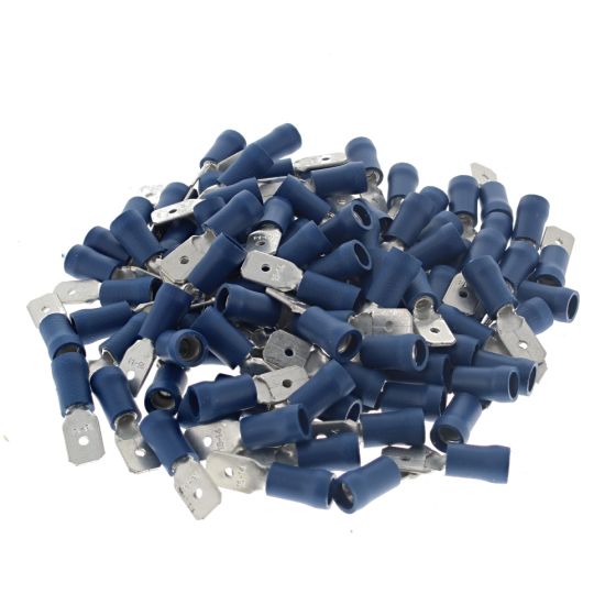 Blue 6.3mm Male Blade Terminal, 100 Pack