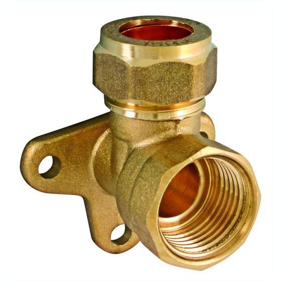 15mm Compression to 1/2" Female Brass Wallplate Elbow for 1/2" Babcock Tap