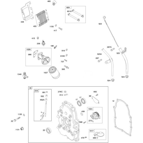 Crankcase Cover Assembly for Briggs and Stratton Model No.385447-3075-G1 Horizontal Shaft Engine