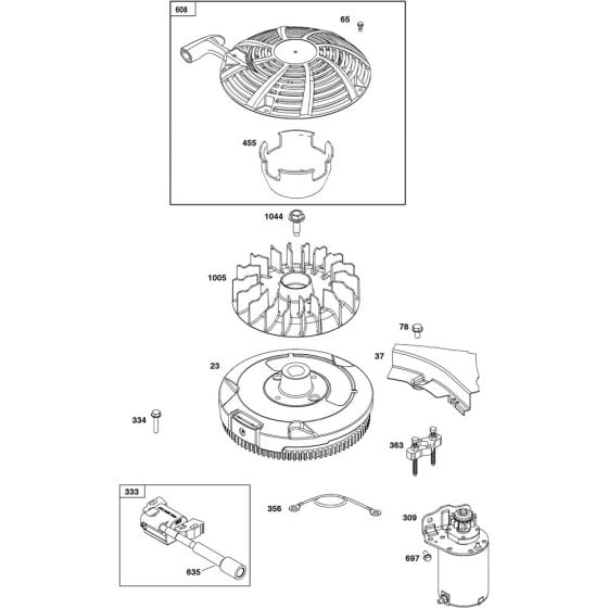 Flywheel Assembly for Briggs and Stratton Model No. 21R807-0072-G1 Vertical Shaft Engine