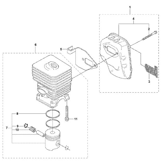 Cylinder, Piston & Muffler