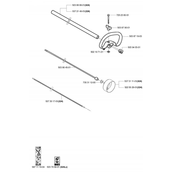 Shaft & Handle for Husqvarna 224 L