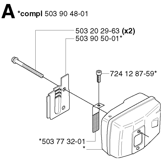 Muffler Assembly for Husqvarna 225 H60 Hedge Trimmers