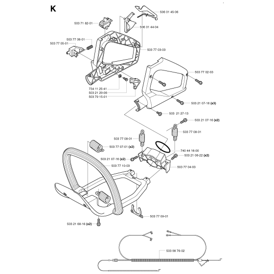 Handle & Controls for Husqvarna 225 H60