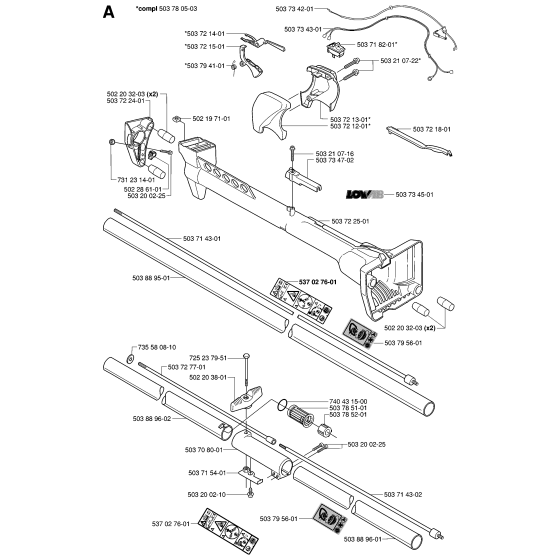 Shaft & Handle Assembly for Husqvarna 225RD Brushcutters